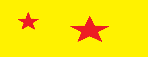 Yellow with 2 red stars